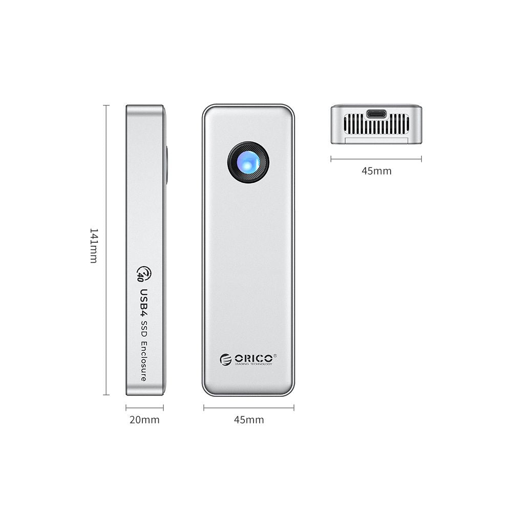 ENCLOSURE SSD USB4 M.2 nvme ORICO DE ALUMINIO 40Gbps RGB CON VENTILADOR 8TB MAX. (MODEL  OUM2-U4)