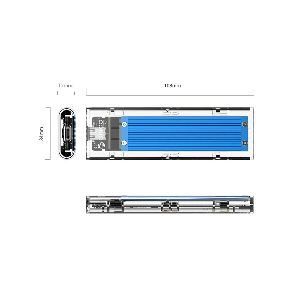 ORICO NVME M.2 USB3.1 Gen2 10Gbps Caja SSD externa transparente