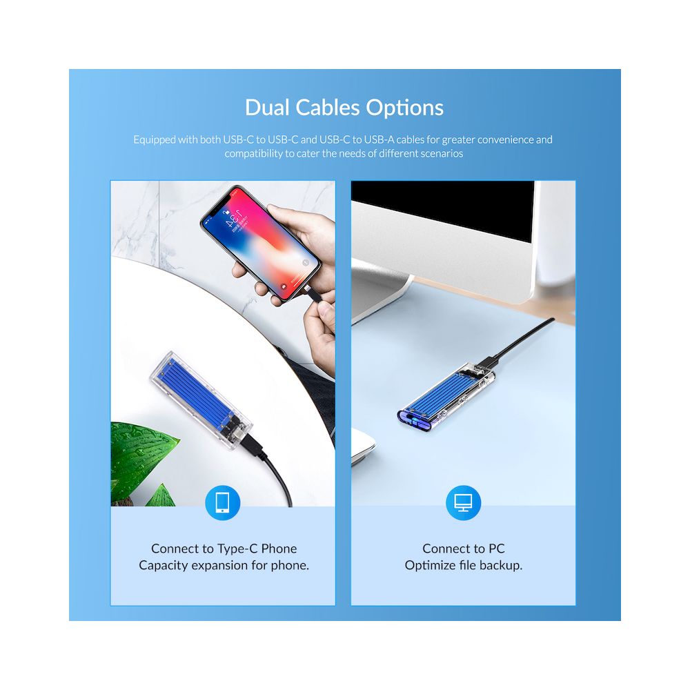 ORICO NVME M.2 USB3.1 Gen2 10Gbps Caja SSD externa transparente
