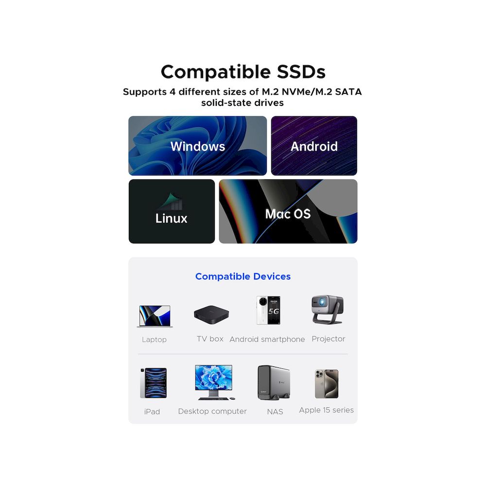 ENCLOSURE ORICO SSD M.2 10Gbps DUAL NVMe  CON FUNDA SILICONA USB-C ABS