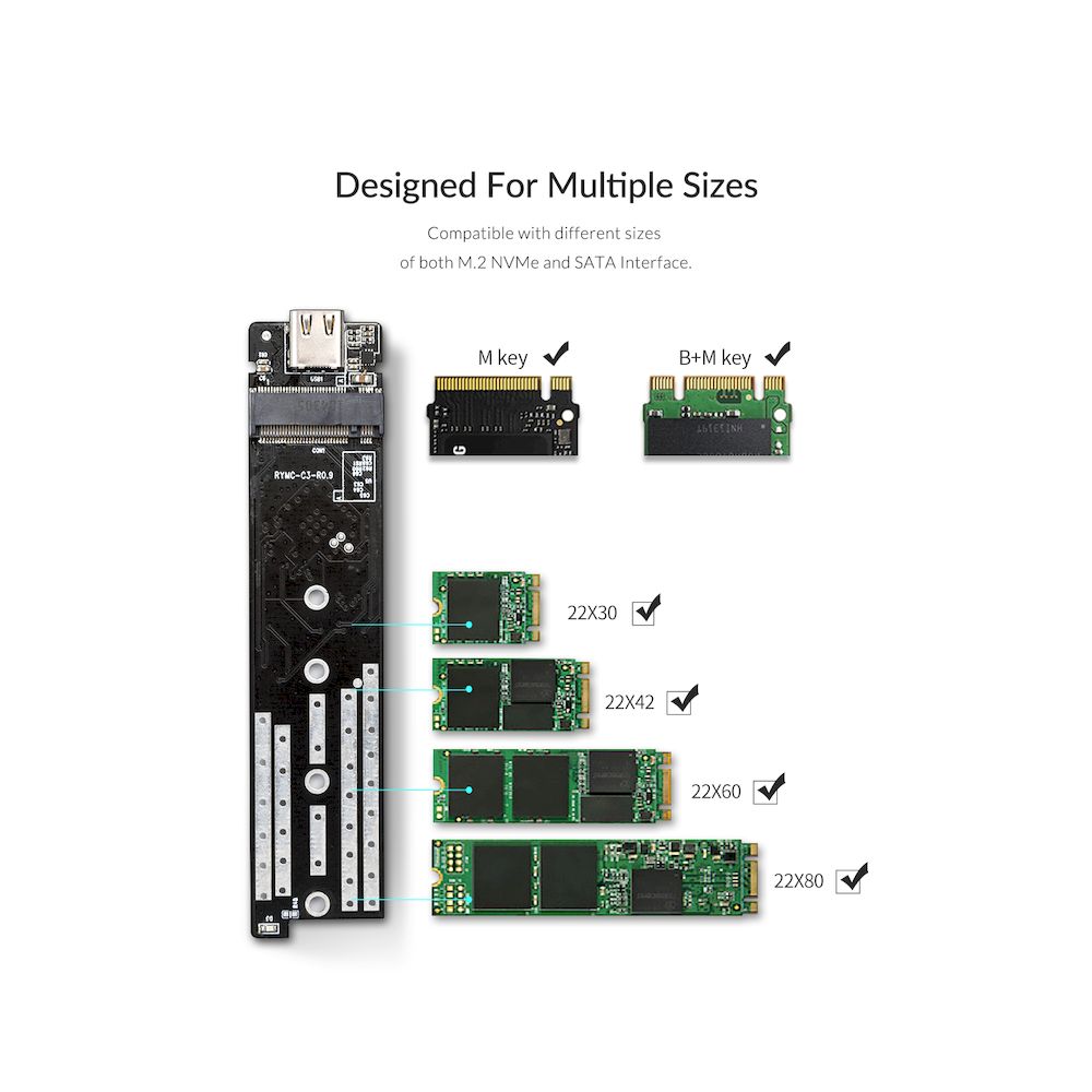 ORICO NVME M.2 USB3.1 Gen2 10Gbps Caja SSD externa transparente