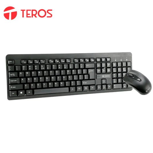 Kit Teclado y Mouse Teros TE4061N, USB, acabado elegante, Negro, Español, Óptico