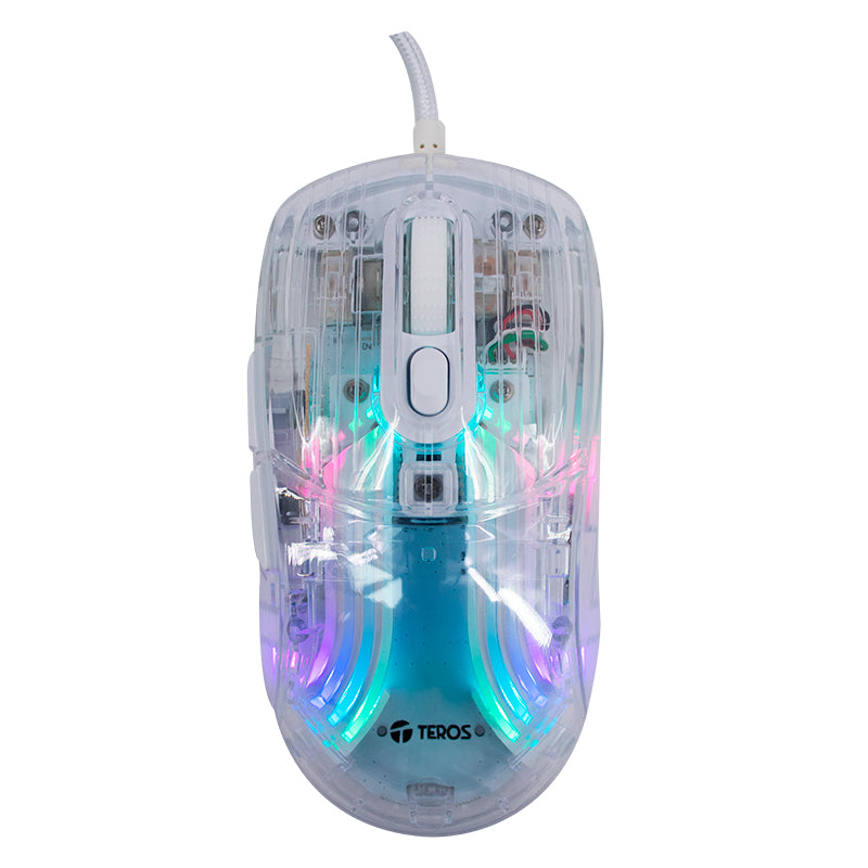 MOUSE ÓPTICO GAMER TEROS TE-1216G HASTA 7200 DPI RECEPTOR USB 7 BOTONS