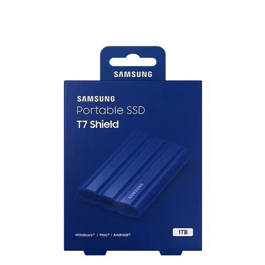 Disco externo SSD SAMSUNG T7 SHIELD 1TB USB C IP65 RESISTE AGUA CAIDAS AZUL