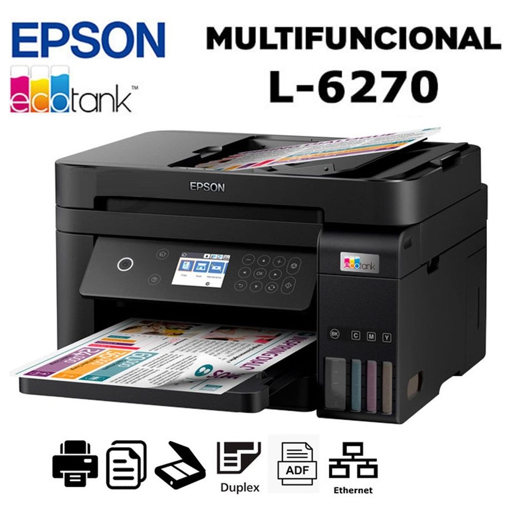 Impresora Epson L6270 Impresora Multifuncional Impresora A4 DUPLEX WIFI LAN ADF RJ45 ECOTANK SISTEMA CONTINUO DE TINTA DE FABRICA