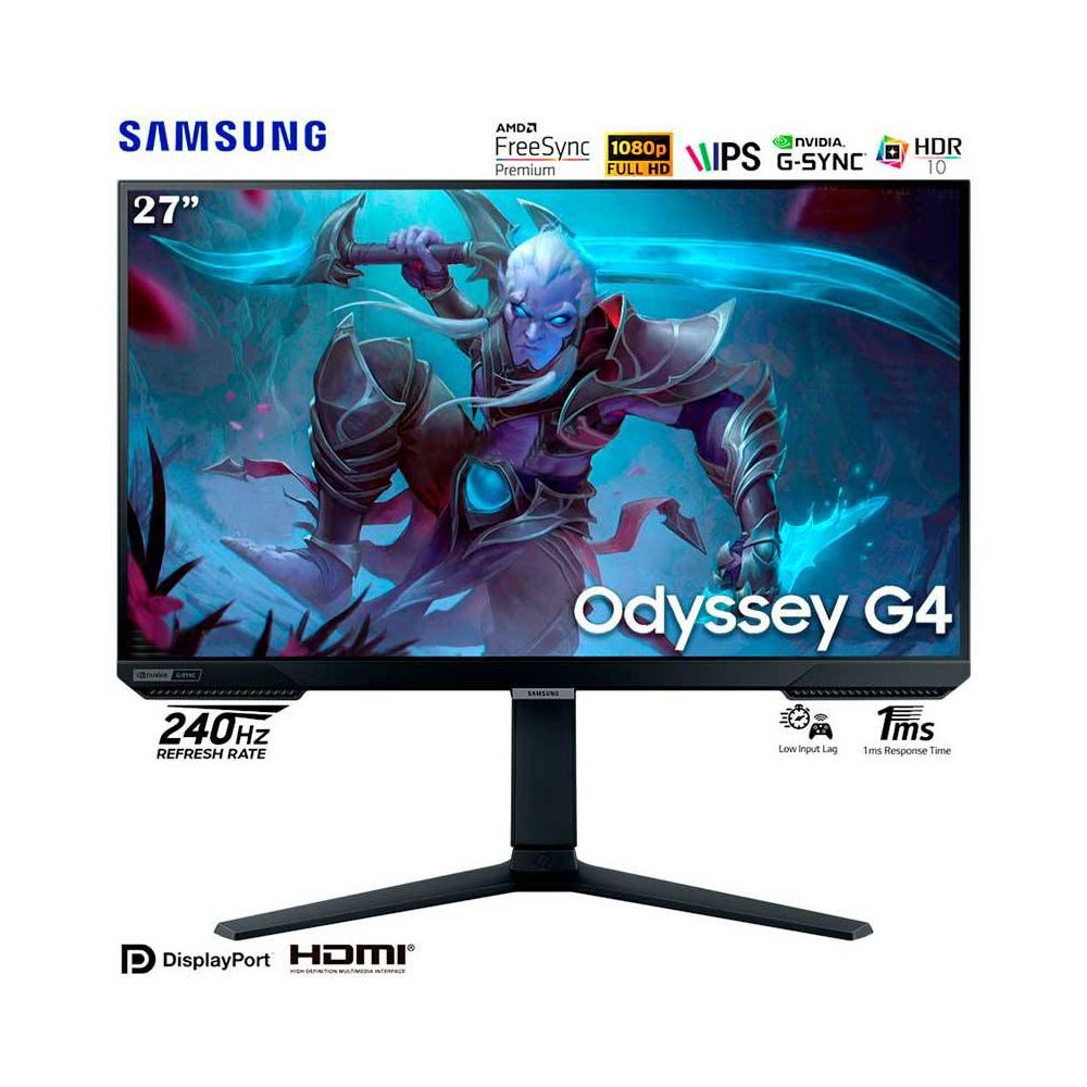 MONITOR GAMER SAMSUNG LS27BG402ENXGO 27' 240HZ 1Ms GSYNC FreeSync PREMIUN alta frecuencia de actualización Odyssey G4