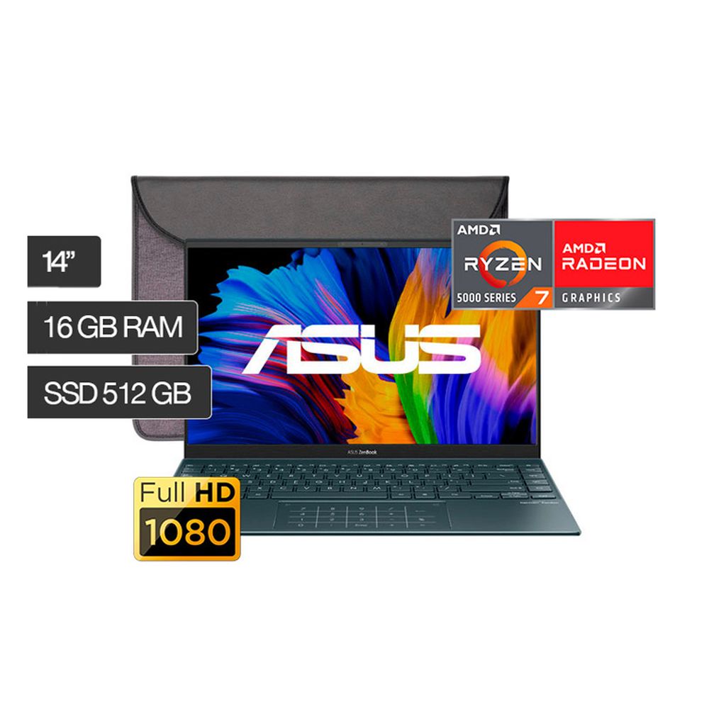 Laptop EMPRESARIAL ZENBOOK UM425Q 14' RYZEN 7 16GB 512GB ILUMINADO METAL