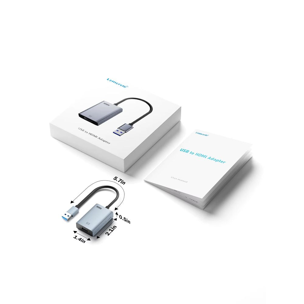 ADAPTADOR VIDEO LEMORELE USB A HDMI WINDOWS MAC EXTENDED MODE MIRROR MODE