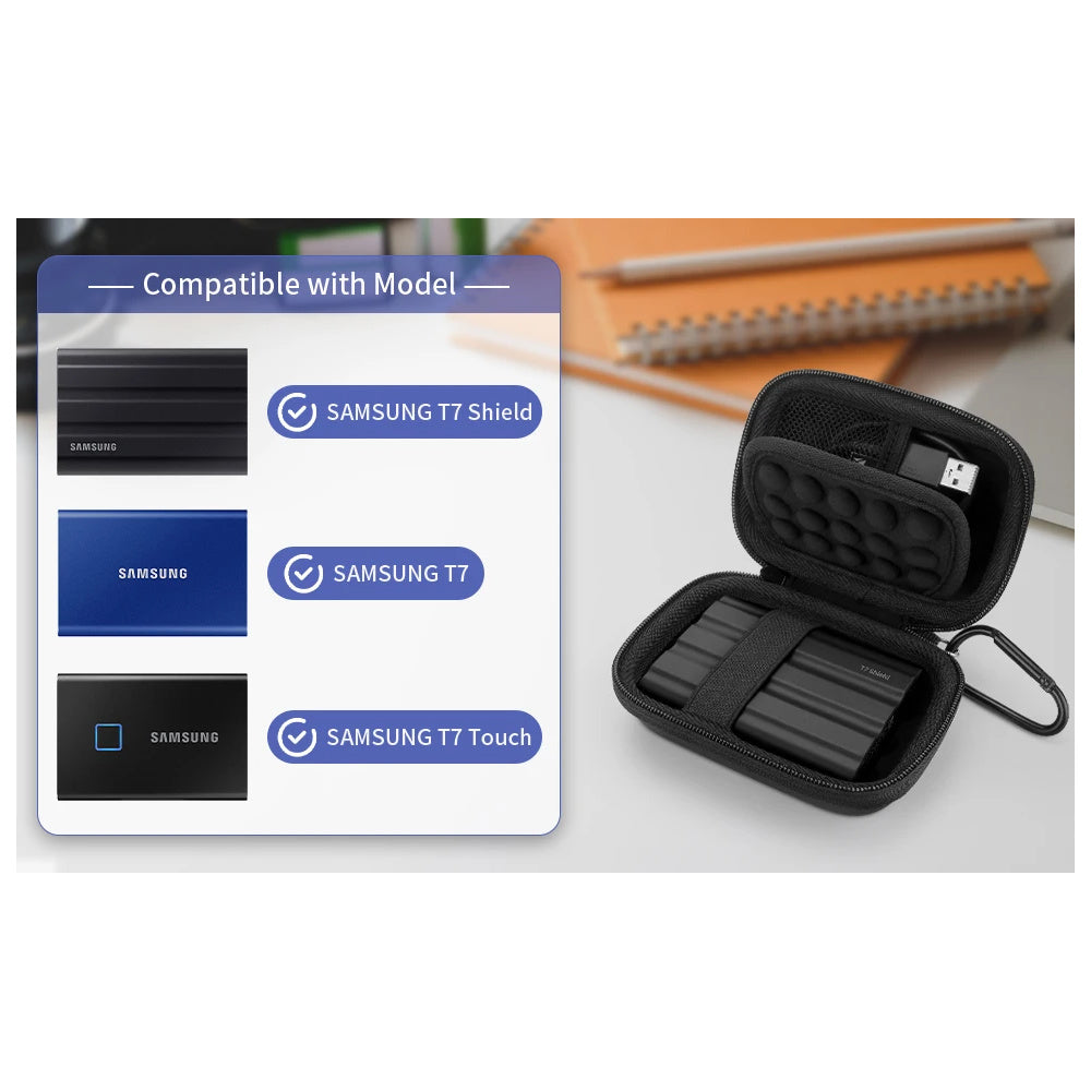 FUNDA YINKE NEGRO PARA DISCO DURO EXTERNO T7, T7 SHIELD, TOUCH PORTATIL NEGRO