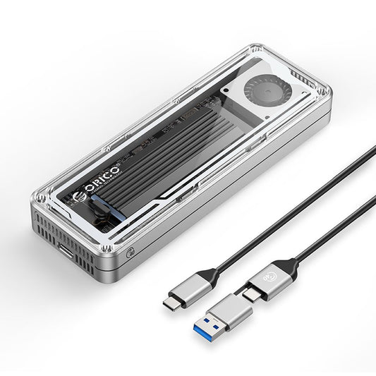 ENCLOSURE ORICO 40GBPS CON CAJA ALUMINIO TRANSPARENTE SOPORTA MAX. 8TB PCIE NVME THUNDERBOLT 3/4 (AAGM2-U4) SSD 2230 2242 2260 2280 con key M