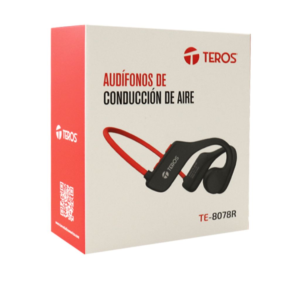 Audífono de conducción de aire TEROS TE-8078R bluetooth 15 Metros rojo /gris