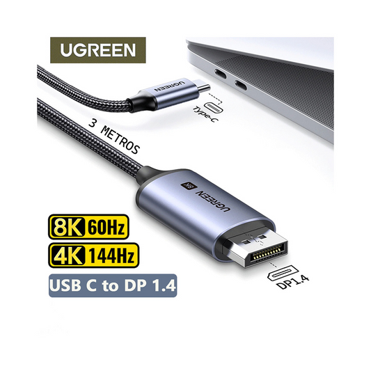 CABLE UGREEN USB C a DISPLAYPORT 3M 8K Thunderbolt 4 3 CERTIFICADO 4k 2k HDR 240hz 180hz 165hz 144hz HDR G-SYNC FREESYNC CM556 25839