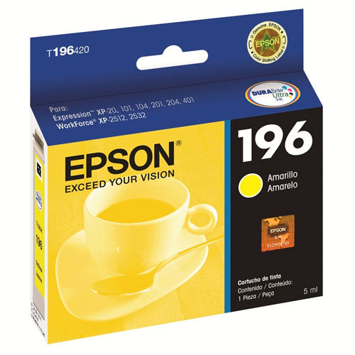 CARTUCHO EPSON 196 AMARILLO EPSON PARA XP-20 XP-101 XP-201 XP-204 XP-211 XP-214 XP-401 XP-411 - T196420