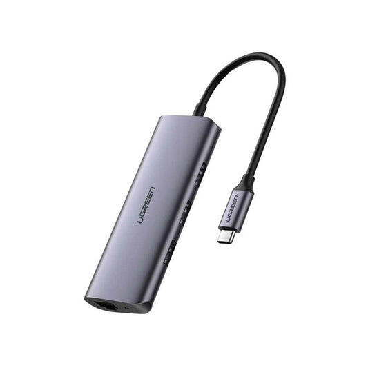 ADAPTADOR UGREEN MULTIFUNCIÓN, USB-C a 3 x USB, RJ45, Mini USB 1000Mbps