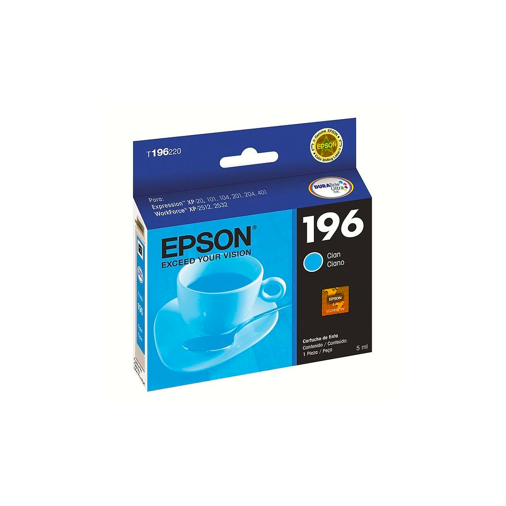 CARTUCHO EPSON 196 CYAN EPSON PARA XP-20 XP-101 XP-201 XP-204 XP-211 XP-214 XP-401 XP-411 - T196220