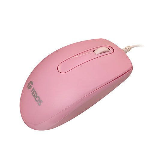 MOUSE OPTICO ROSADO TEROS TE-1221S 1000 Dpi diseño clásico 1.5m