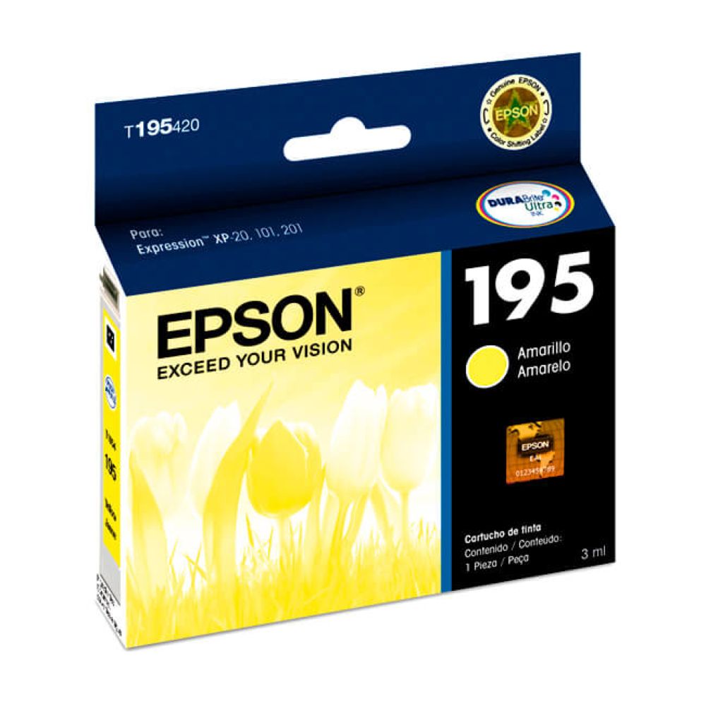 CARTUCHO EPSON 195 AMARILLO PARA XP20 XP101 201 204 XP-211 214 401 411 - T195420