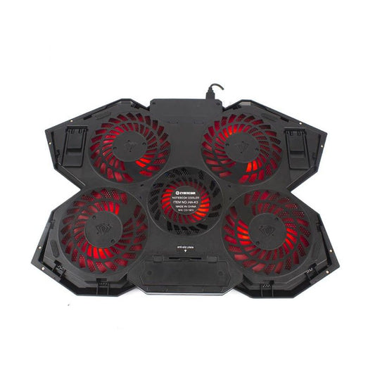 COOLER PARA LAPTOP CYBERCOOL HA-K3 LED ROJO GAMER METAL USB 5 VENTILADORES