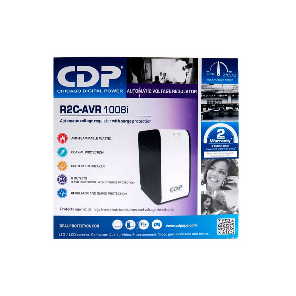 REGULADOR DE VOLTAJE CDP R2C-AVR1008I 500W 1000VA 8 TOMAS