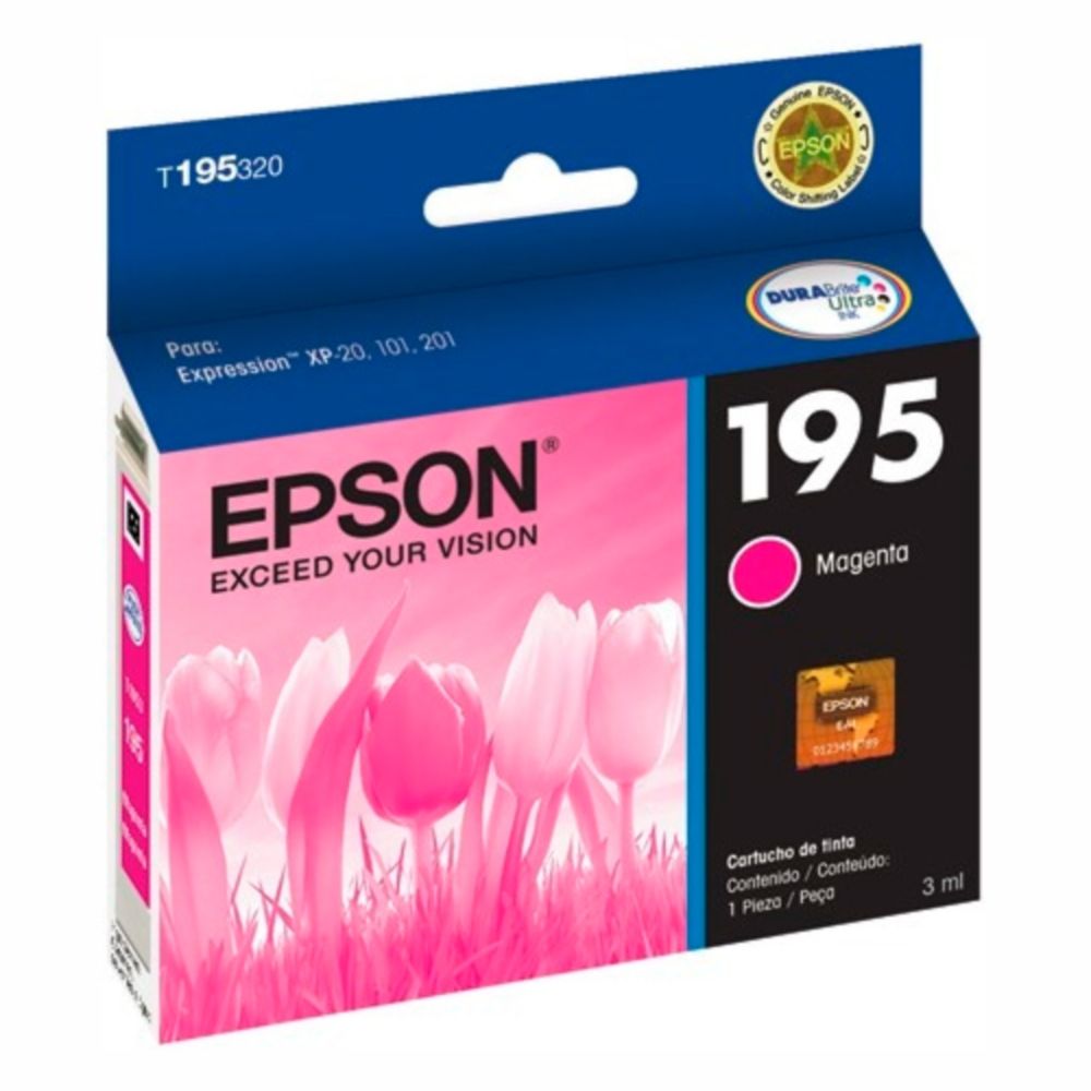 CARTUCHO EPSON 195 MAGENTA PARA XP20 XP101 201 204 XP-211 214 401 411 - T195320