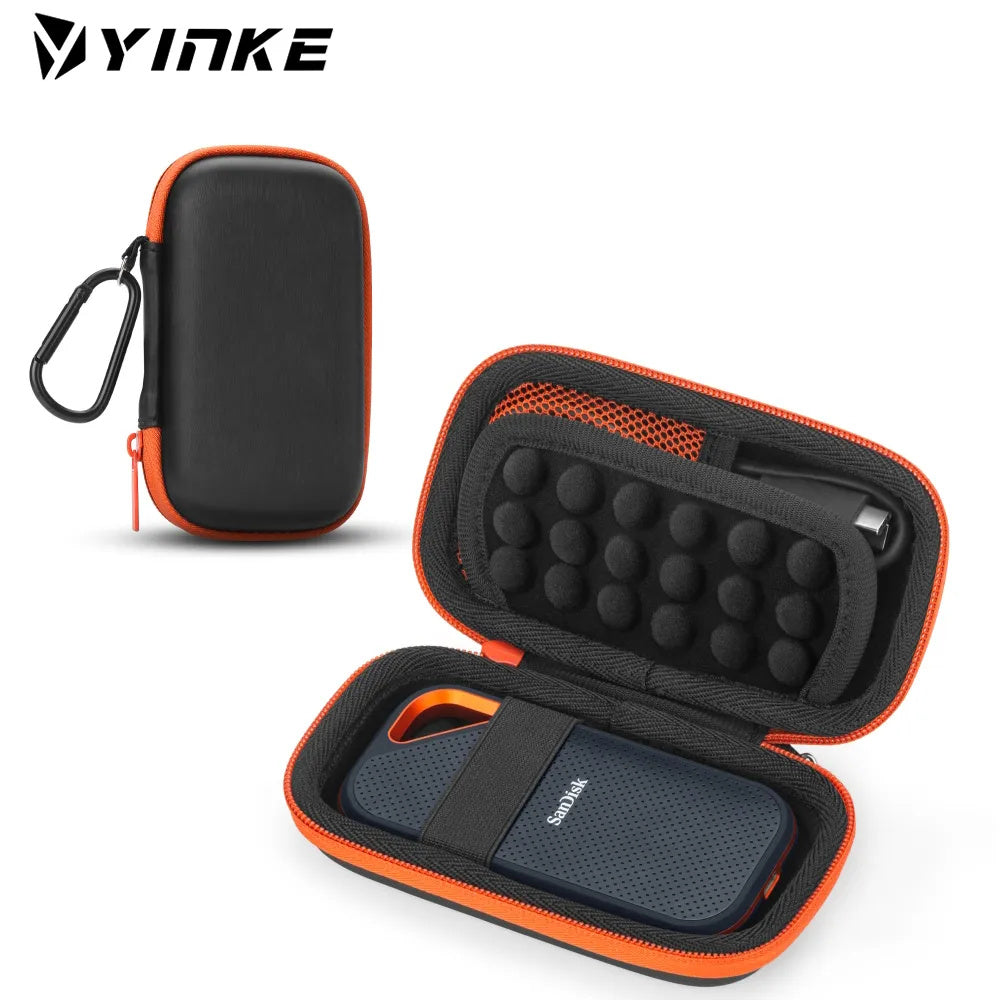 FUNDA PARA DISCO SANDISK EXTREME NEGRO CON ANARANJADO