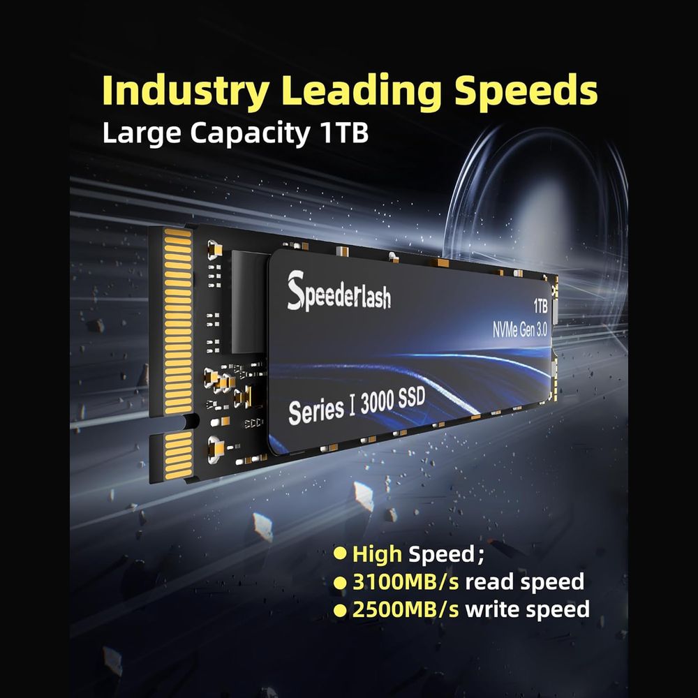 UNIDAD INTERNA DE ESTADO SOLIDO SSD M.2 SPEEDERLASH NVMe PCIE 3.0 1TB 3100MBS CACHE SLC 3D NAND