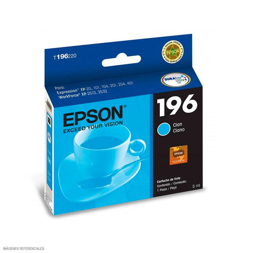 CARTUCHO EPSON 196 CYAN EPSON PARA XP-20 XP-101 XP-201 XP-204 XP-211 XP-214 XP-401 XP-411 - T196220