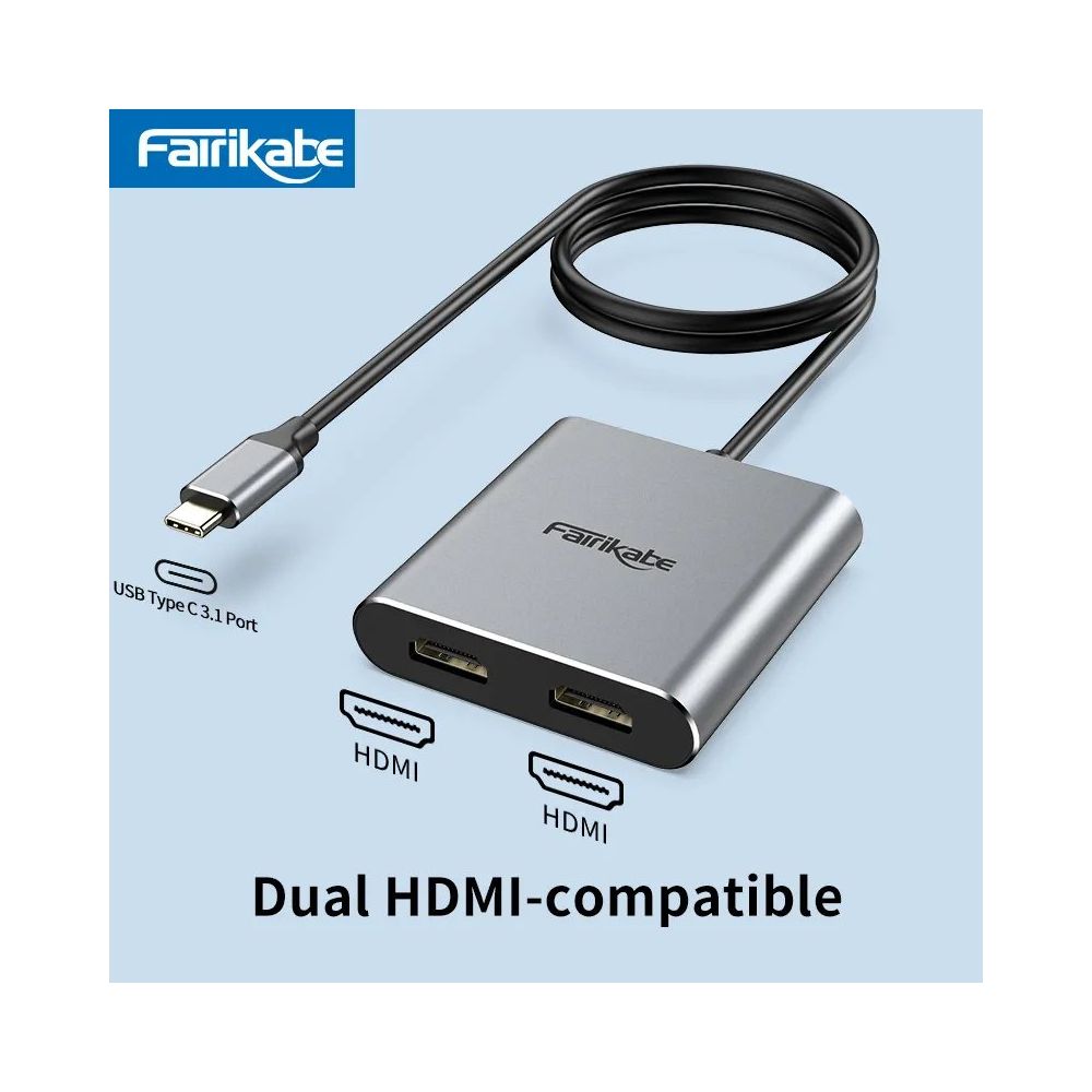 ADAPTADOR VIDEO USB C A HDMI 2 SALIDAS HDMI PC MAC IPAD