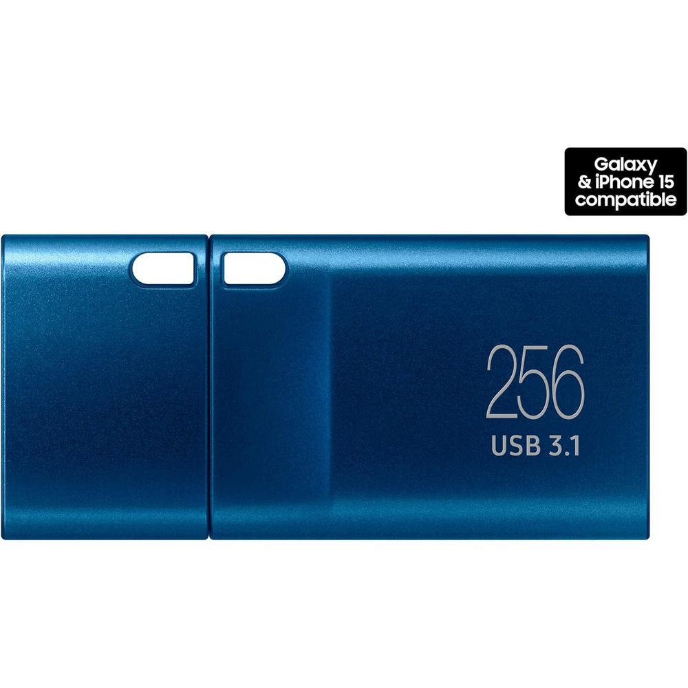 MEMORIA USB FLASH USB-C 256GB HASTA 400MBS CON TAPA AZUL