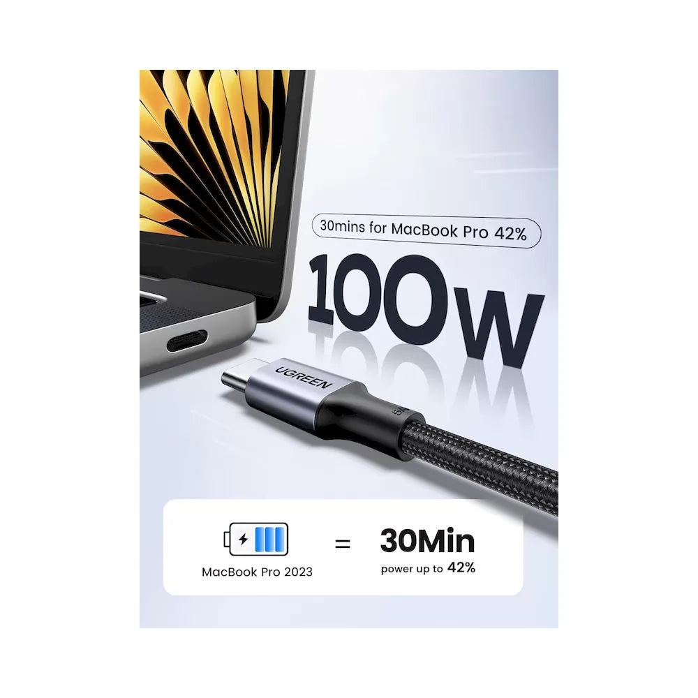 Cable Cargador Ugreen Usb C Carga Rapida 100 W 480 Mbps 2mts (70429)