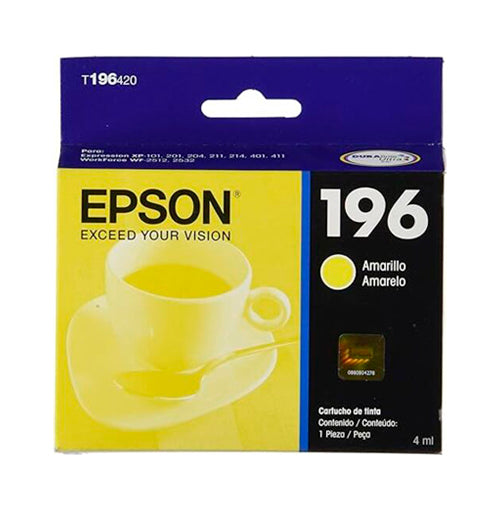 CARTUCHO EPSON 196 AMARILLO EPSON PARA XP-20 XP-101 XP-201 XP-204 XP-211 XP-214 XP-401 XP-411 - T196420