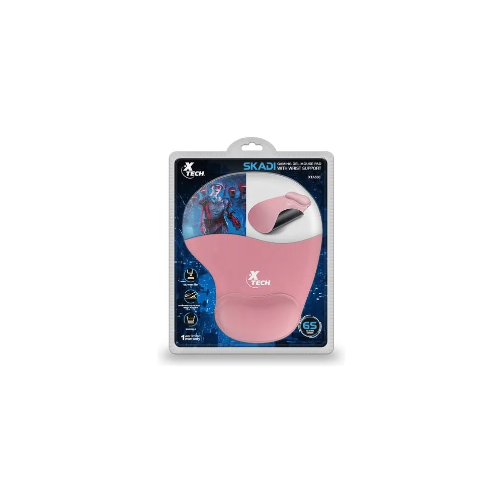 MOUSE PAD ERGONOMICO XTECH XTA530 ROSA, CON MUÑEQUERA