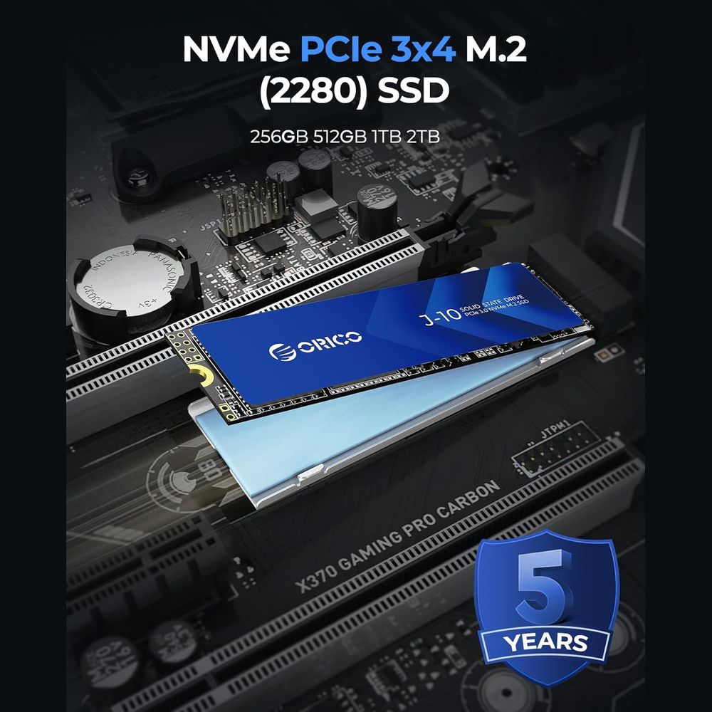 DISCO SOLIDO M.2 ORICO J10 PCIE GEN3X4 2280 NVME 1TB 3D NAND LECTURA HASTA 3100 MBS