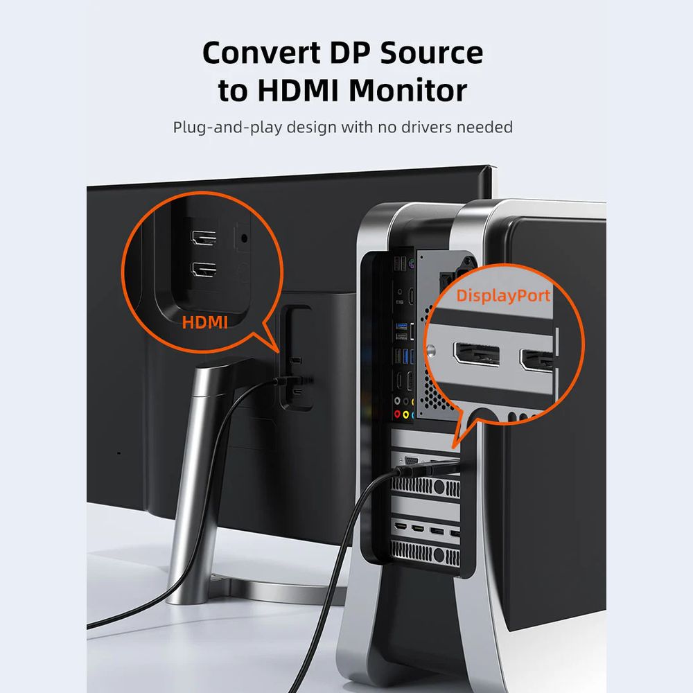 Adaptador DP a HDMI DisplayPort a HDMI 4K PARA PC TV LAPTOP PROYECTOR