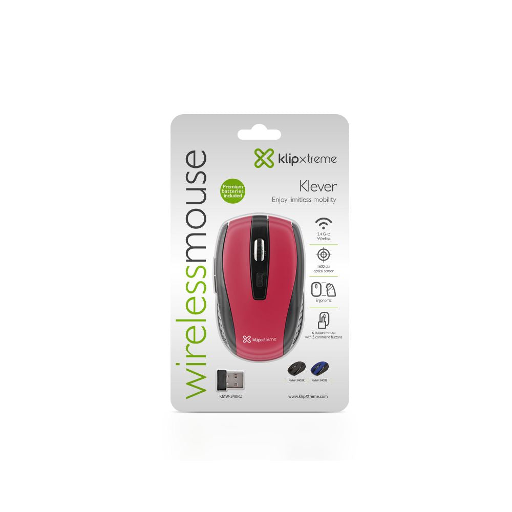 MOUSE INALAMBRICO Klip Xtreme KLEVER WIRELESS ROJO