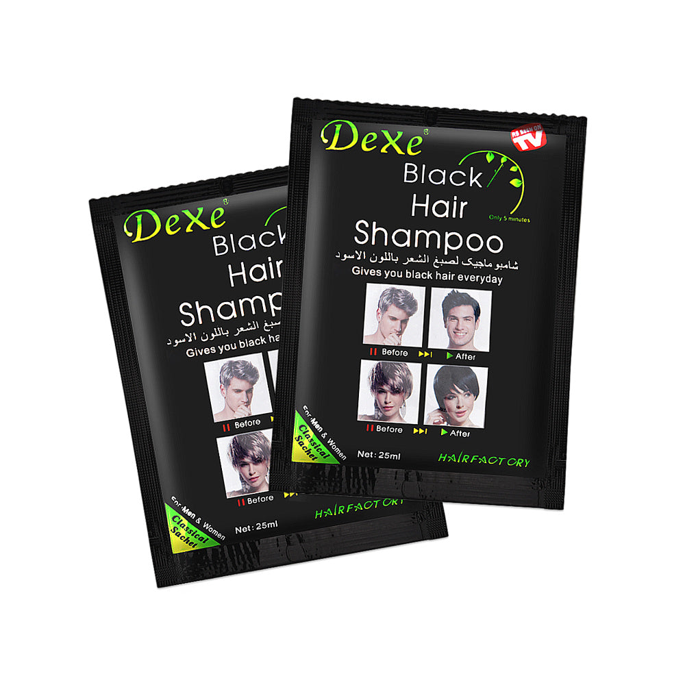 10 Shampoo Tinte Para El Cabello Dexe Quita Canas - Negro