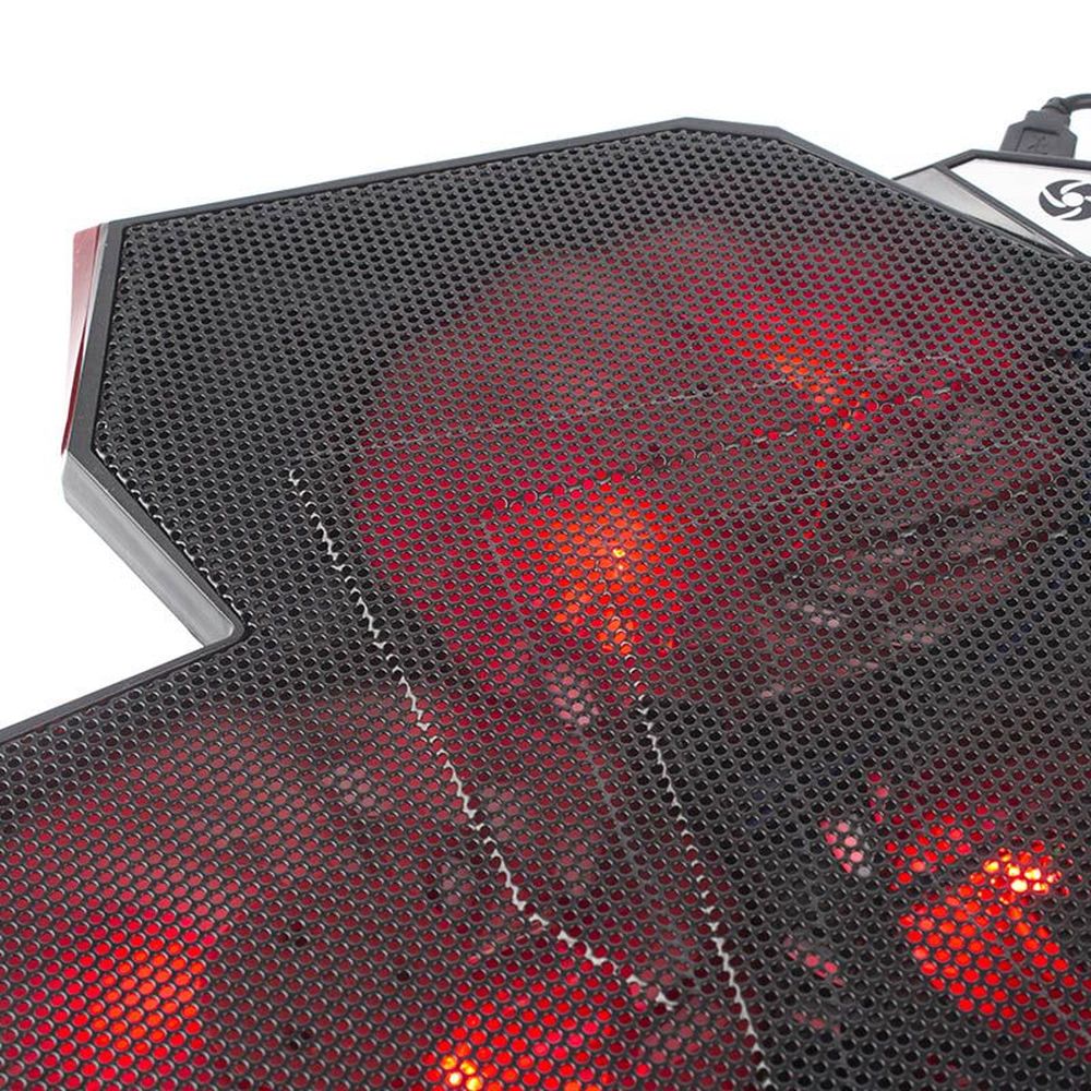 COOLER PARA LAPTOP CYBERCOOL HA-K3 LED ROJO GAMER METAL USB 5 VENTILADORES