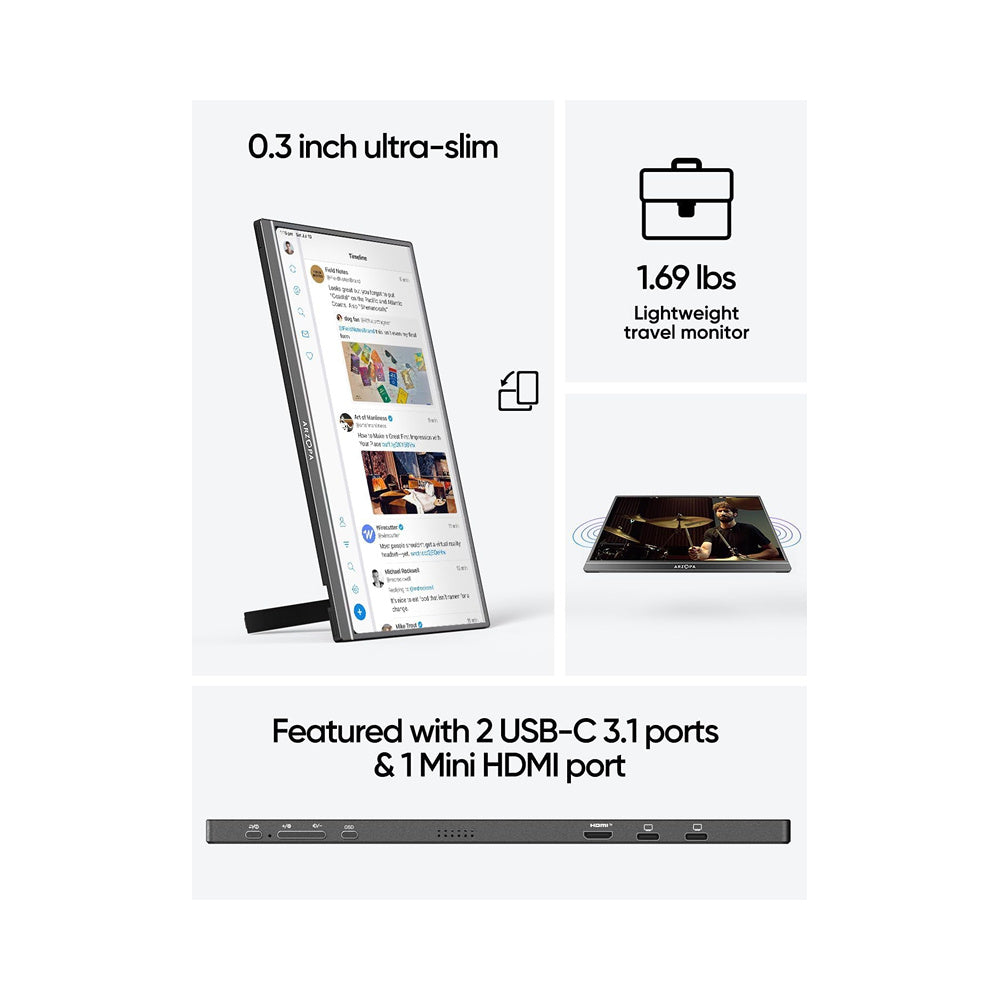 Monitor Arzopa A1M PORTATIL | 1080P 17.3'' FHD IPS LIGERO