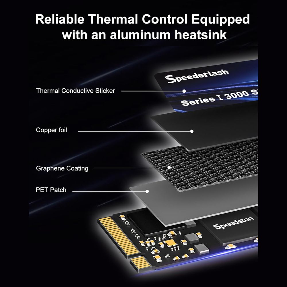 UNIDAD INTERNA DE ESTADO SOLIDO SSD M.2 SPEEDERLASH NVMe PCIE 3.0 1TB 3100MBS CACHE SLC 3D NAND
