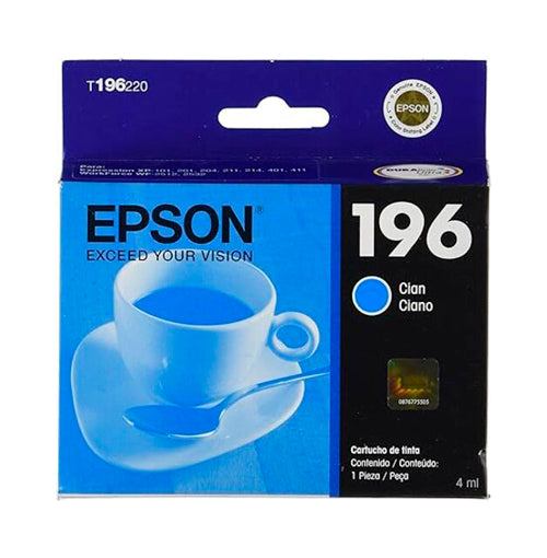 CARTUCHO EPSON 196 CYAN EPSON PARA XP-20 XP-101 XP-201 XP-204 XP-211 XP-214 XP-401 XP-411 - T196220