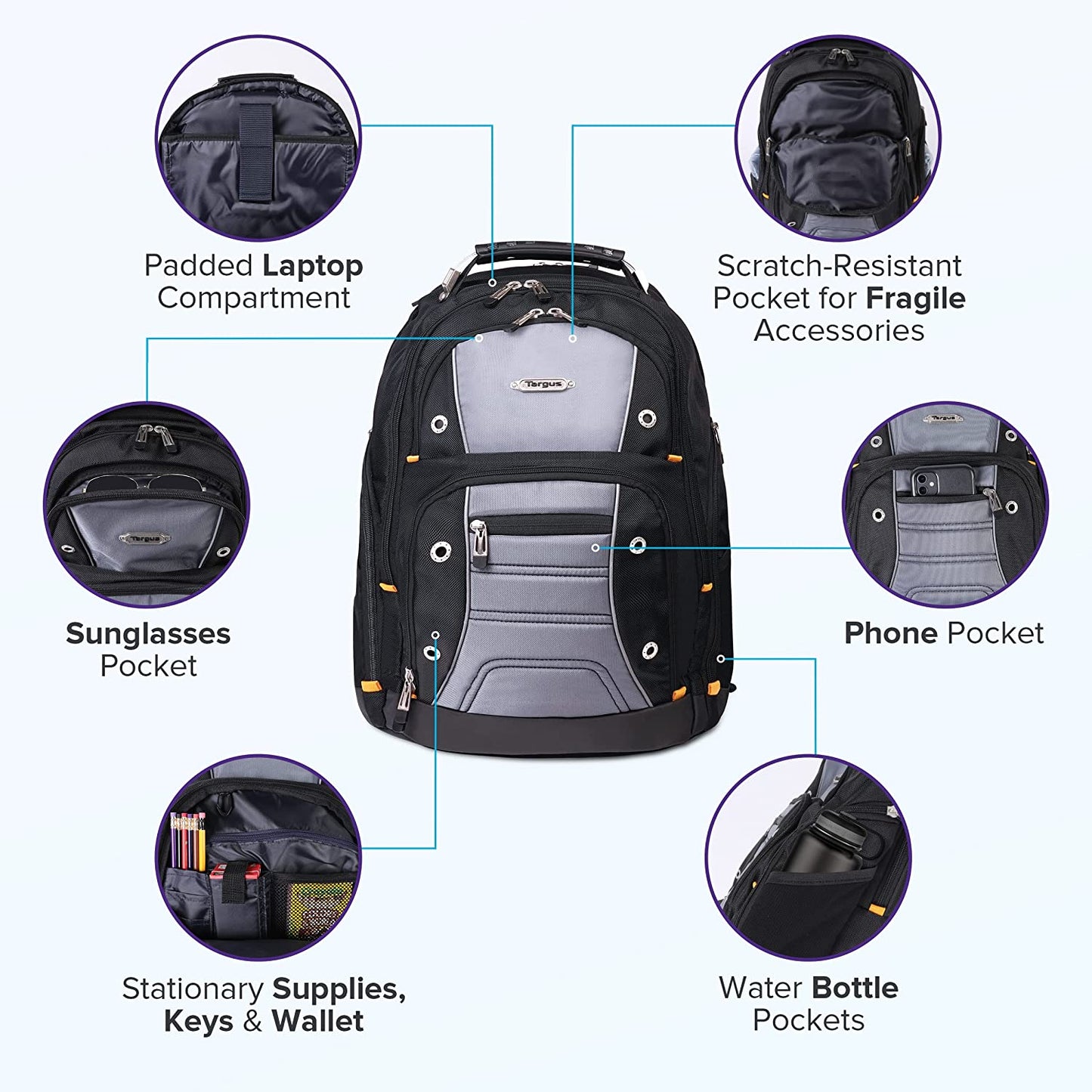 MOCHILA TARGUS DRIFTER II 17.3' BLACK/GREY (TSB239US-70) LAPTOP