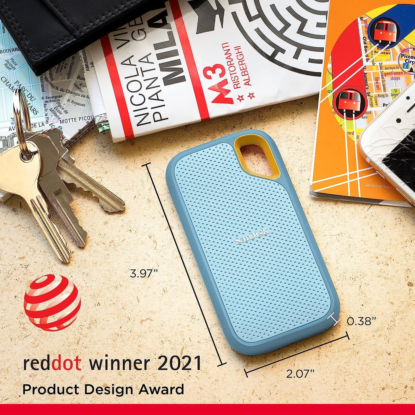 DISCO PORTABLE SSD Sandisk E61 V2 1tb 1050Mb/s CELESTE ULTRA VELOZ