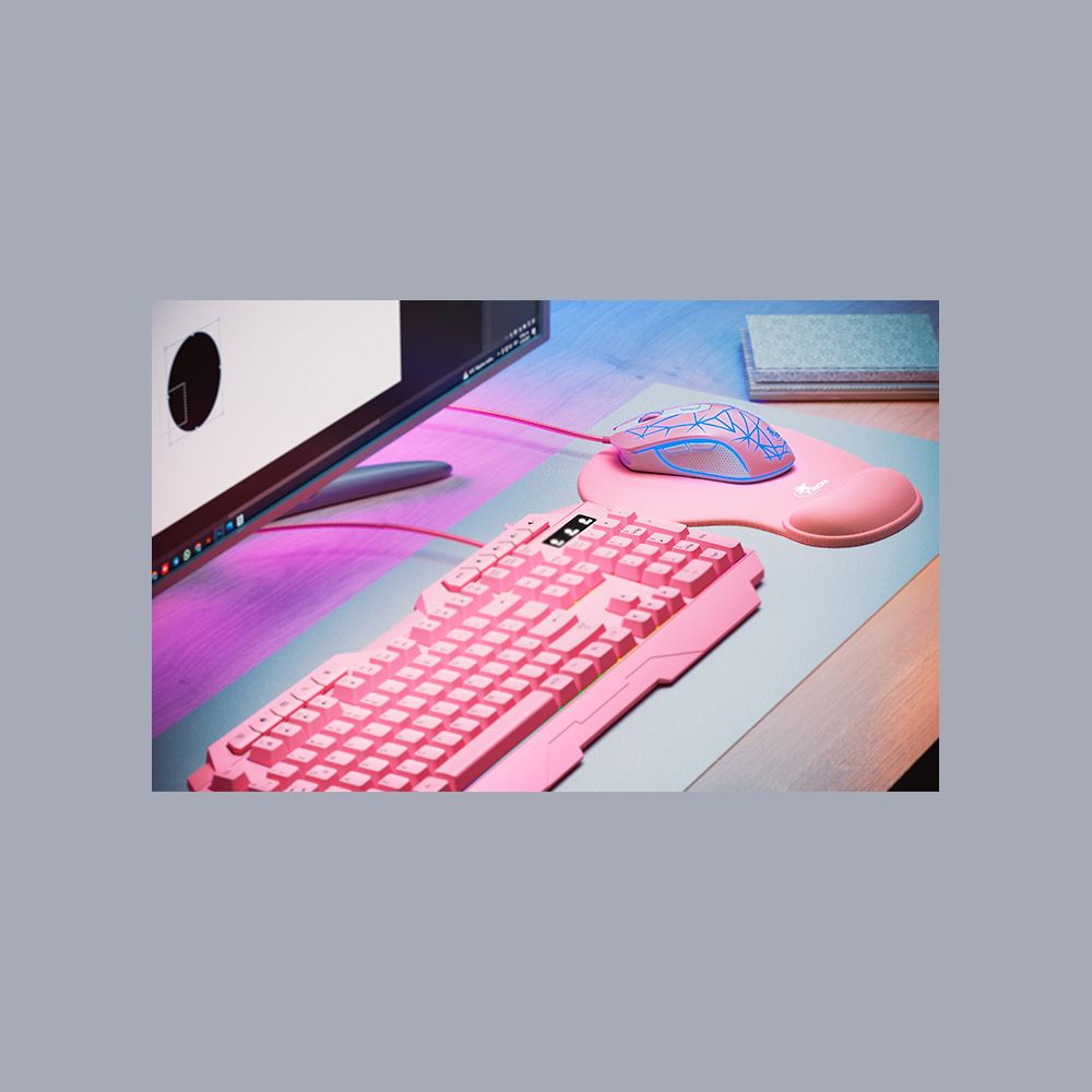 MOUSE PAD ERGONOMICO XTECH XTA530 ROSA, CON MUÑEQUERA