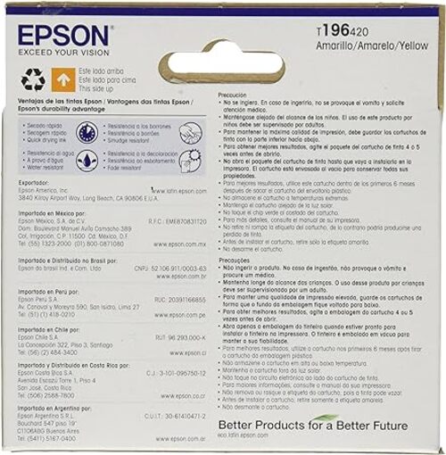 CARTUCHO EPSON 196 AMARILLO EPSON PARA XP-20 XP-101 XP-201 XP-204 XP-211 XP-214 XP-401 XP-411 - T196420