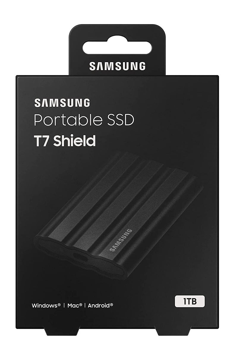 Disco externo SSD SAMSUNG T7 SHIELD 1TB USB C IP65 RESISTE AGUA CAIDAS BLACK