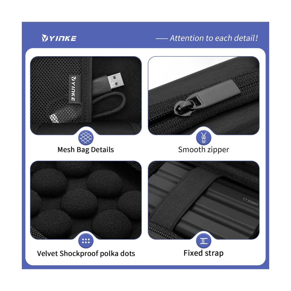 FUNDA YINKE NEGRO PARA DISCO DURO EXTERNO T7, T7 SHIELD, TOUCH PORTATIL NEGRO