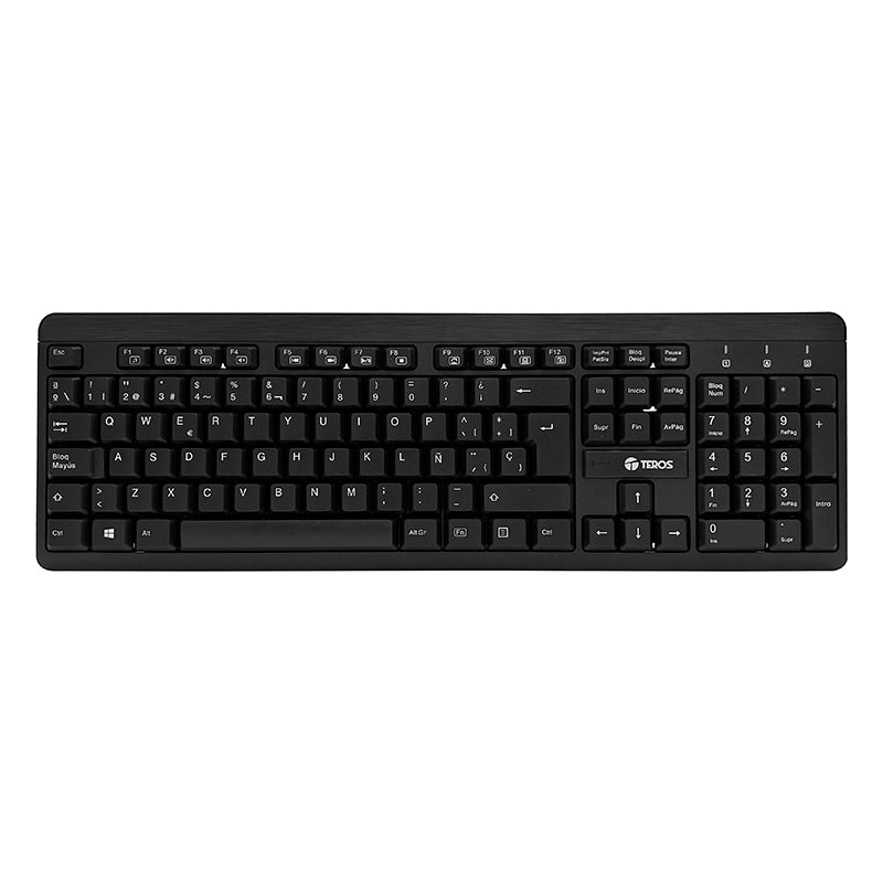 Kit Teclado y Mouse Teros TE4061N, USB, acabado elegante, Negro, Español, Óptico