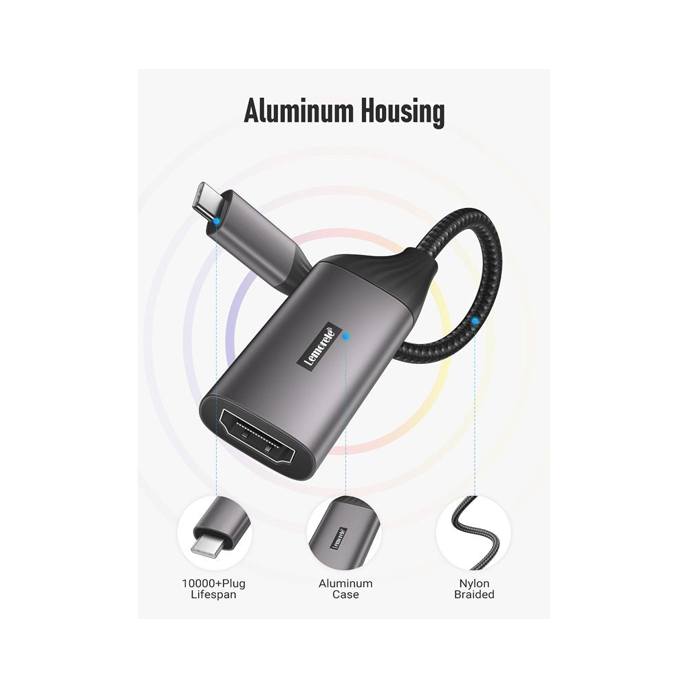 ADAPTADOR VIDEO LEMORELE USB-C a HDMI 4K ADAPTADOR CABLE HDTV LAPTOP A PANTALLA