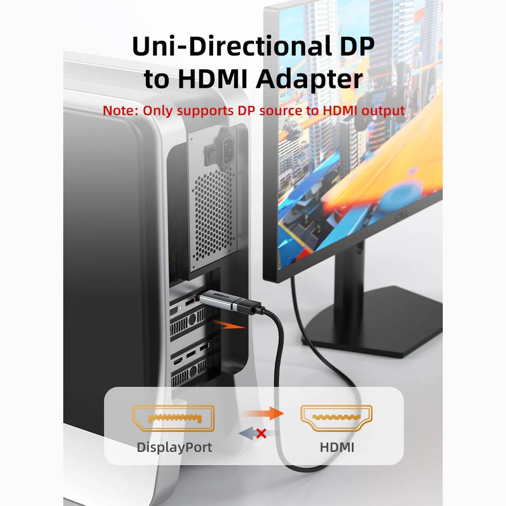 Adaptador DP a HDMI DisplayPort a HDMI 4K PARA PC TV LAPTOP PROYECTOR