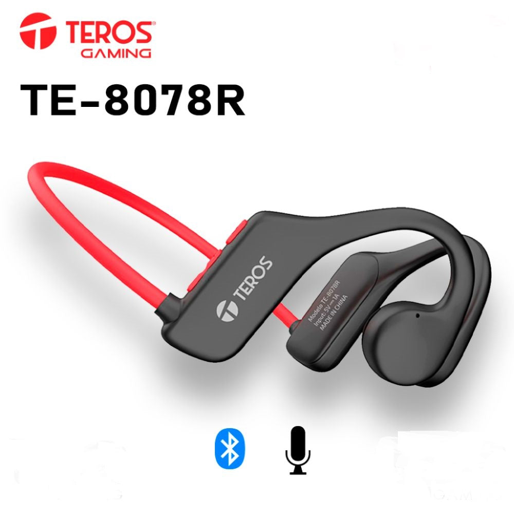 Audífono de conducción de aire TEROS TE-8078R bluetooth 15 Metros rojo /gris